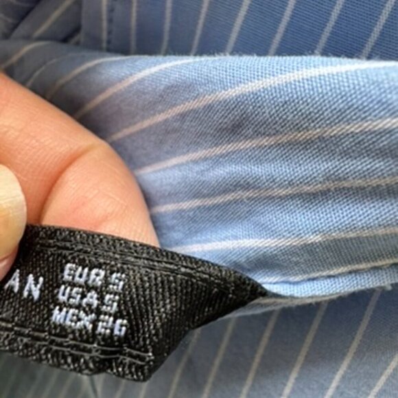 Zara Pinstripe Asymmetrical Hem Long Sleeve Layering Roomy Top Size Large - Picture 8 of 10